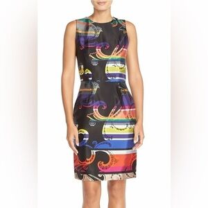 Trina Turk Kudson mlti paisley slvlss silk blnd lnd crew nk drss SZ 2 colorful